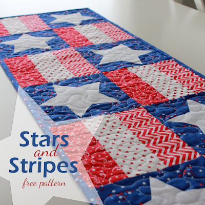 Stars and Stripes free PDF pattern for a quick and easy table runner