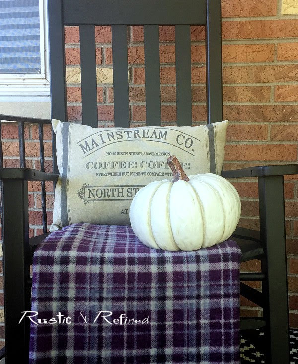 Decorating a cozy front porch for Fall or Autumn using a timeless color scheme and a charming Farmhouse yet Modern look.