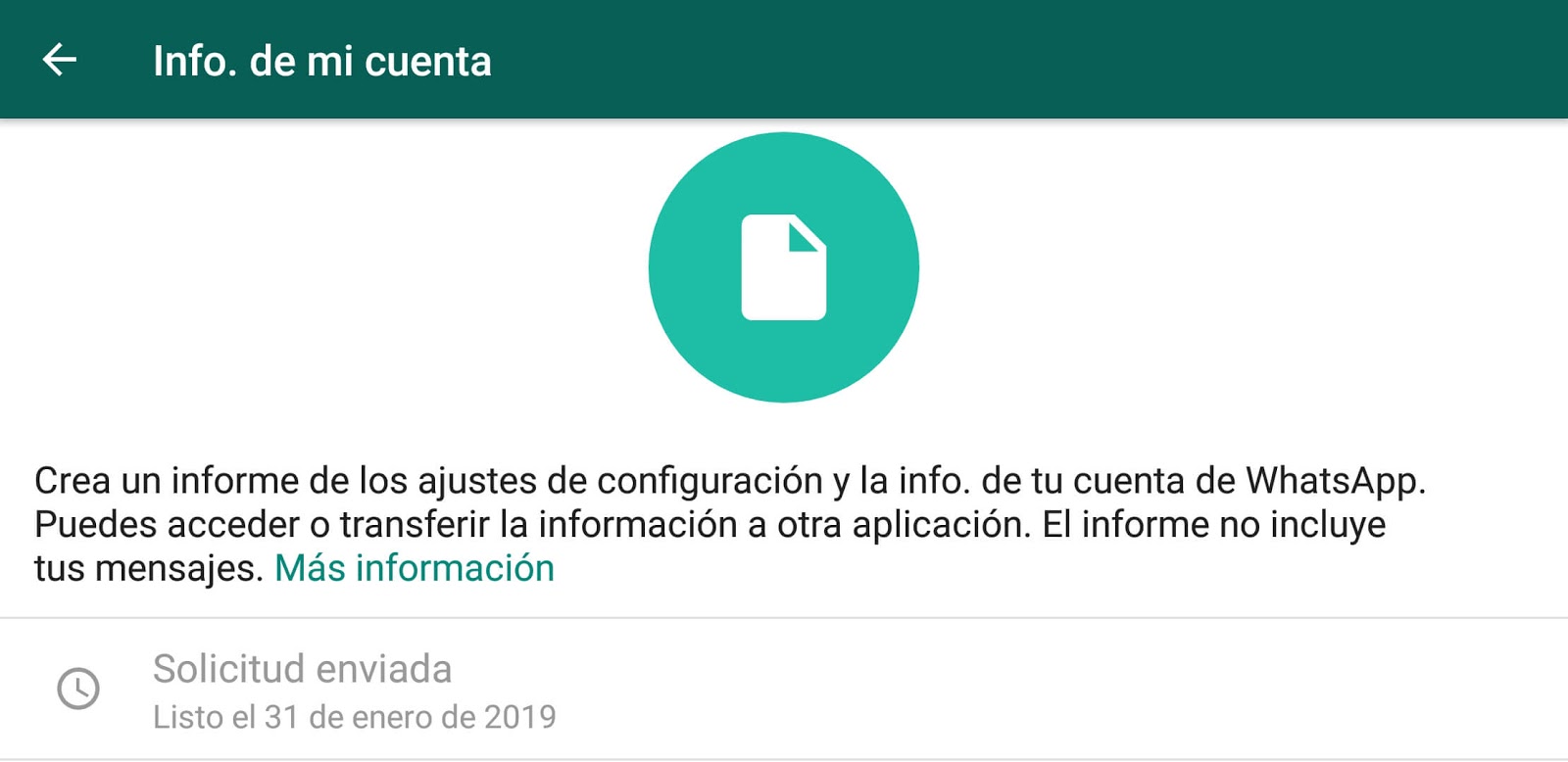 solicitar informacion de la cuenta de whatsapp