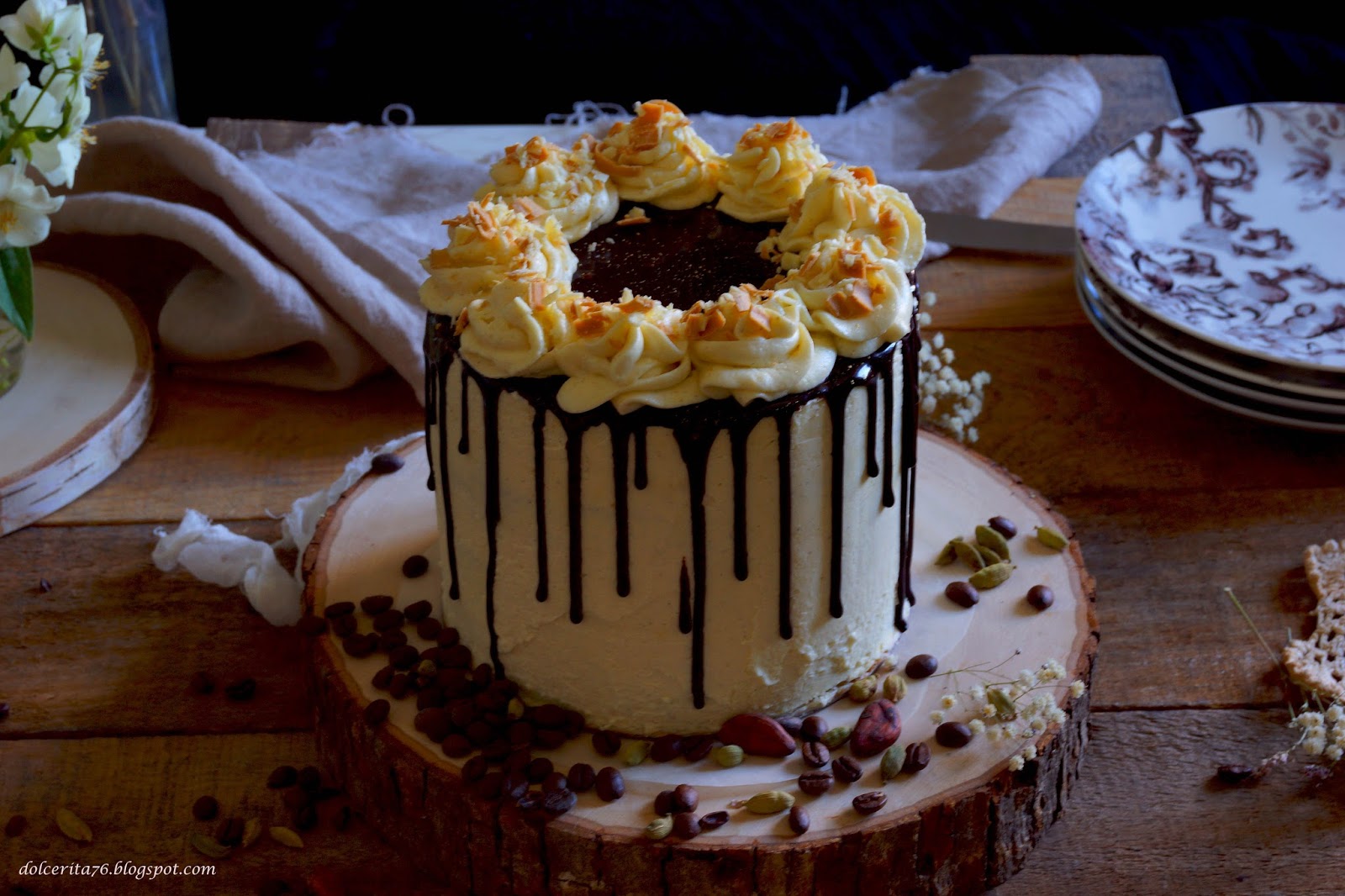 Dolce Rita Coffee Sponge Cake with White Chocolate and Cardamom Ganache!