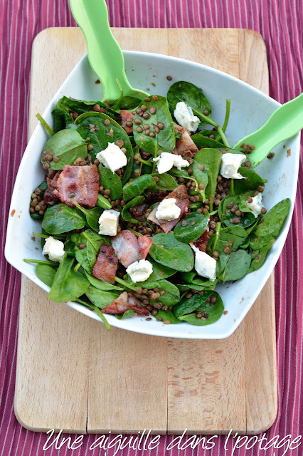 Lentilles du Puy aux griottes, lard fumé et gorgonzola (Yotam Ottolenghi)