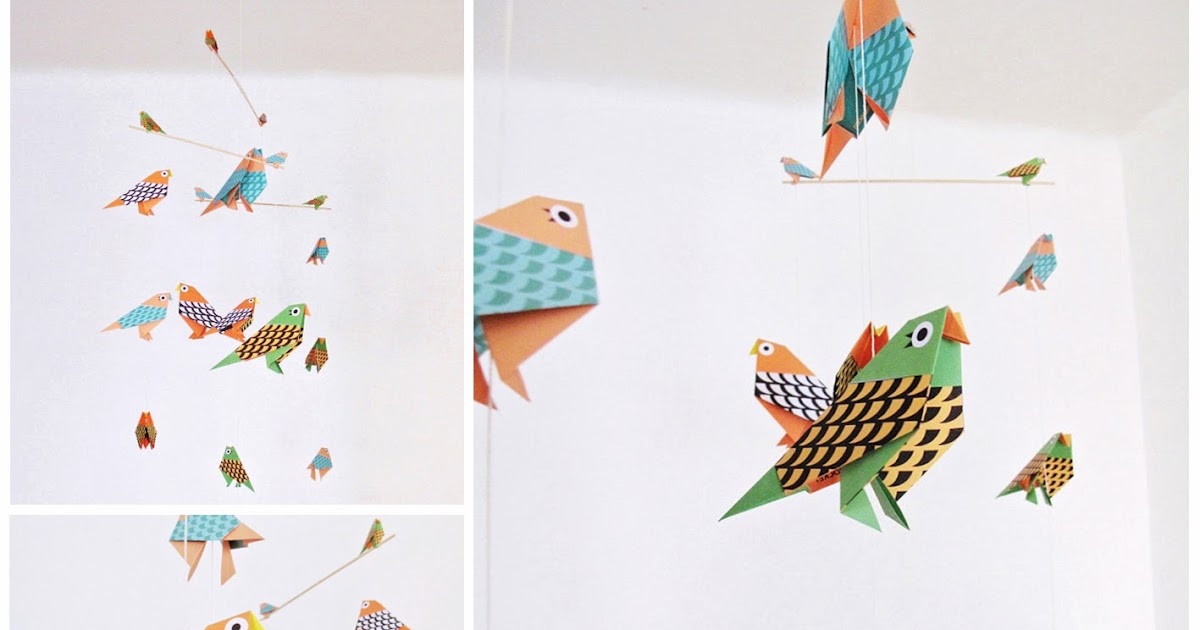 Sonrisas de Papel - blog de DIY, diseño, decoración y creatividad en papel: Pájaros de origami para crear un móvil infantil de papel