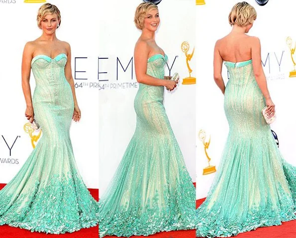 Actress Julianne Hough attended the 2012 Emmy Awards. Julianne Hough wore Georges Hobeika sequins dress