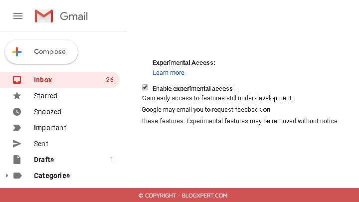 activar funciones experimentales en el nuevo diseño de gmail 2018