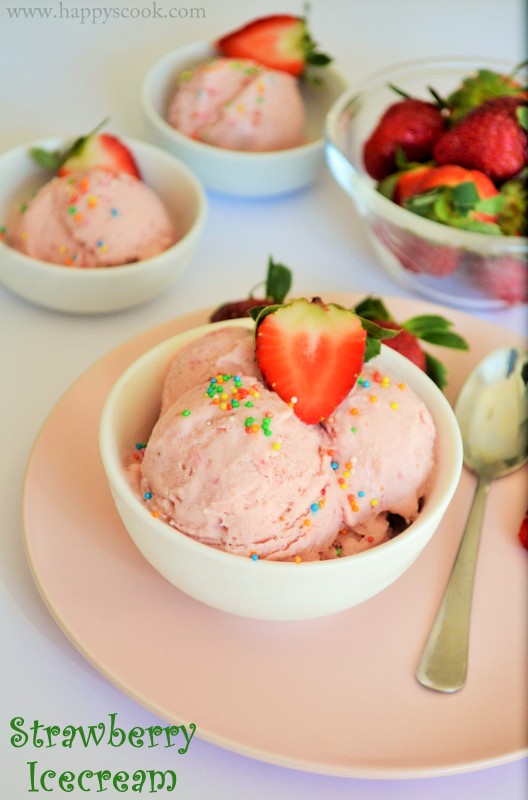 Strawberry Ice Cream Recipe Eggless Strawberry Ice Cream(without ice