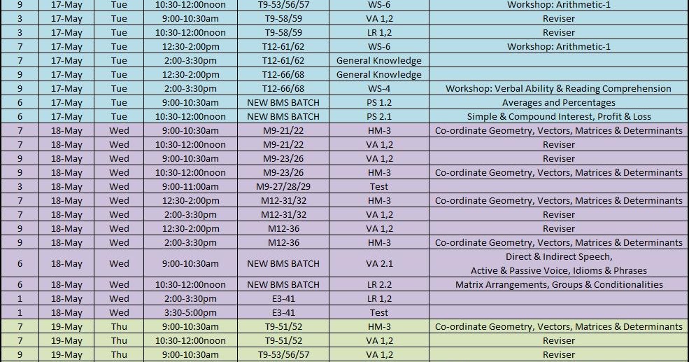 IMS CP Schedule UG 2016 Class schedule from 16th to 21st May 2016 (ALL
