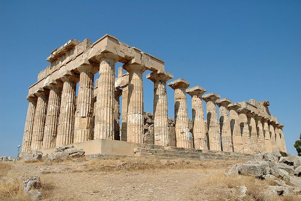 full view of Sicily Selinute Temple aka Ancient Greek Temple of Hera or Temple E