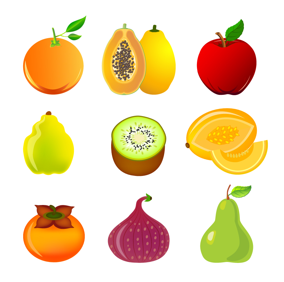 新鮮な果物アイコン Exotic fruit icon set イラスト素材
