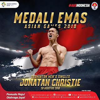 Jonatan Christie Raih Medali Emas Asian Games