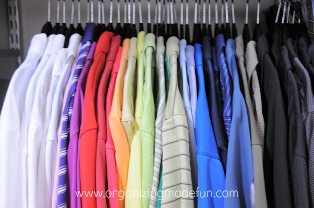 shirts rainbow organize hangers
