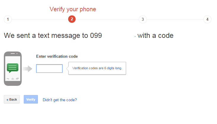 Send a code via text message or email 