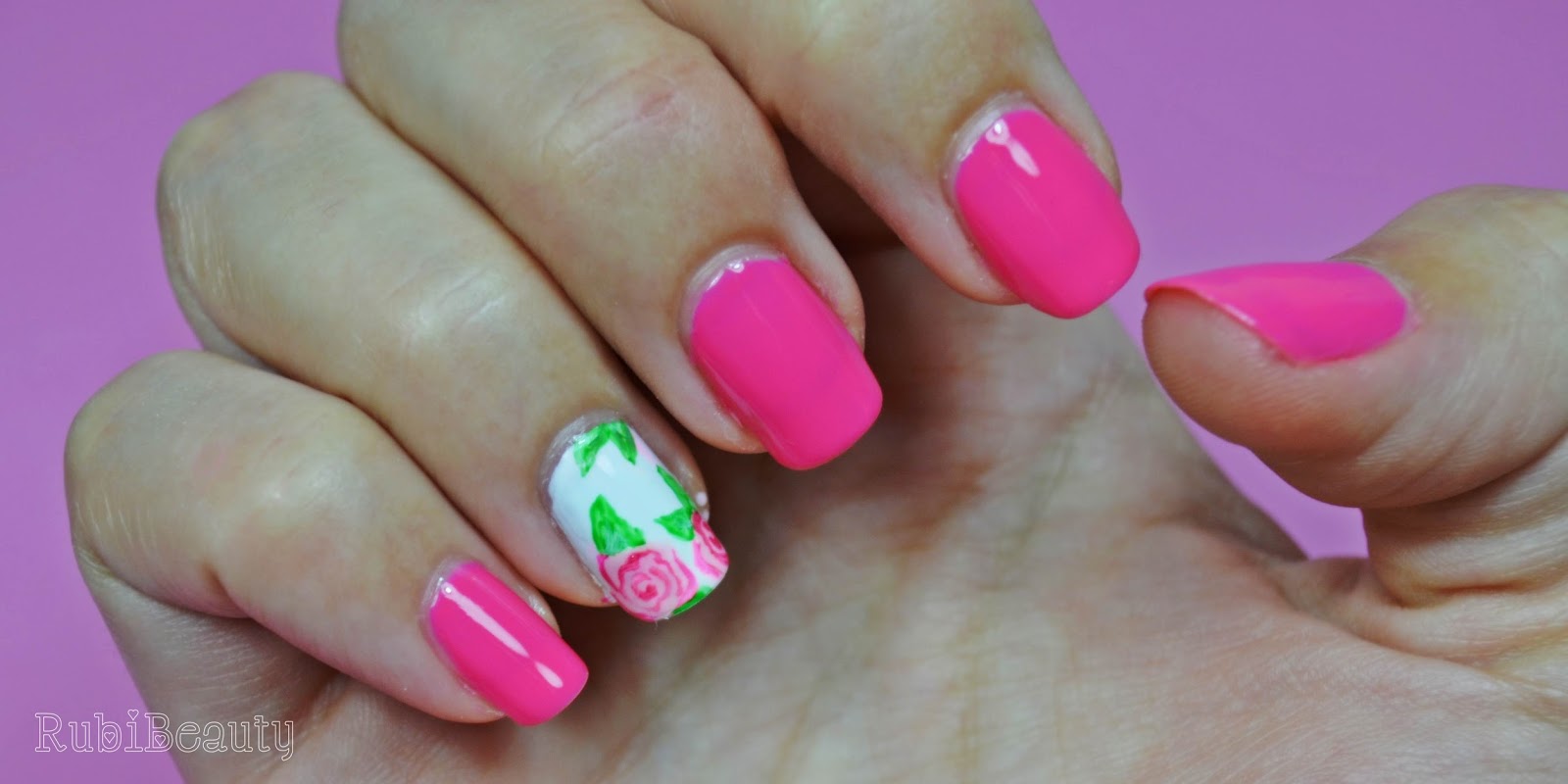 rubibeauty nail art design diseño uñas facil flores rosas