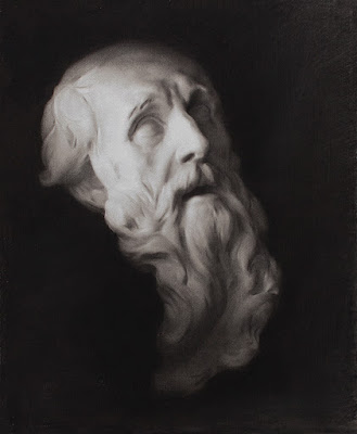 charcoal drawing of plaster cast by artist Emilae Belo
