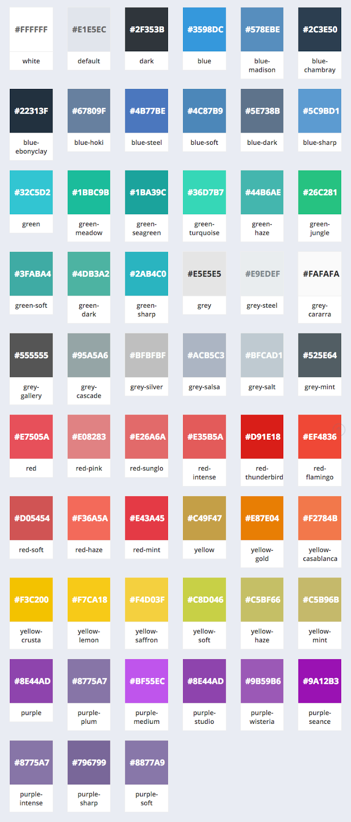 Useful Color Library Cheatsheet With Hex Code With Preview For Web Developer