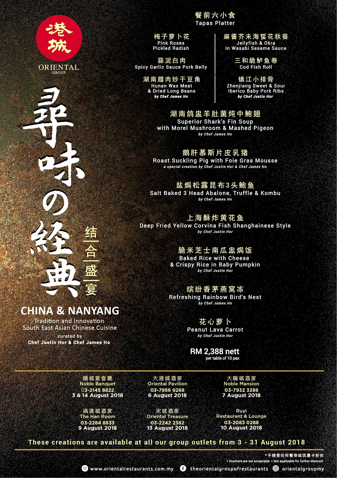 CHASING FOOD DREAMS Oriental Group of Restaurants Present China