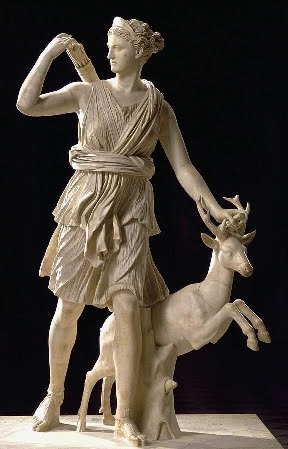 The goddess Diana with her stag