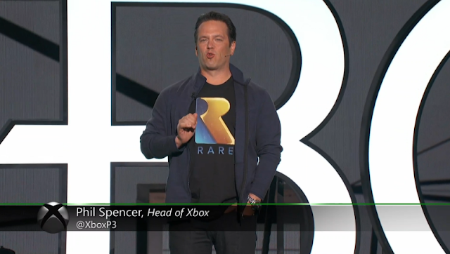 Phil Spencer Head of Xbox Rare logo unzipped shirt Microsoft E3 2015