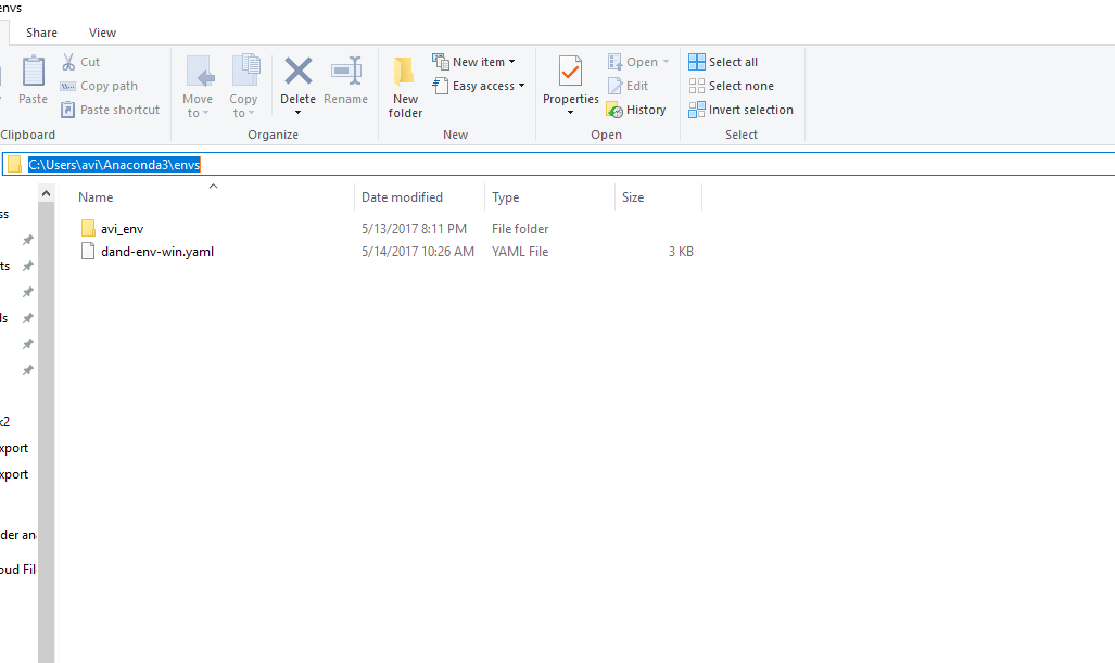 Avi's Data analysis notes Using environment from YAML file in Andconda
