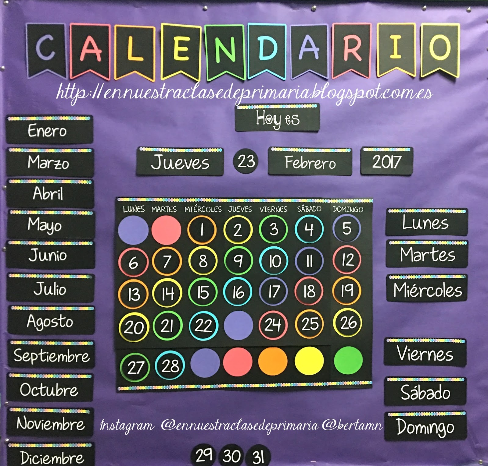 Calendario imprimible: organiza tu aula