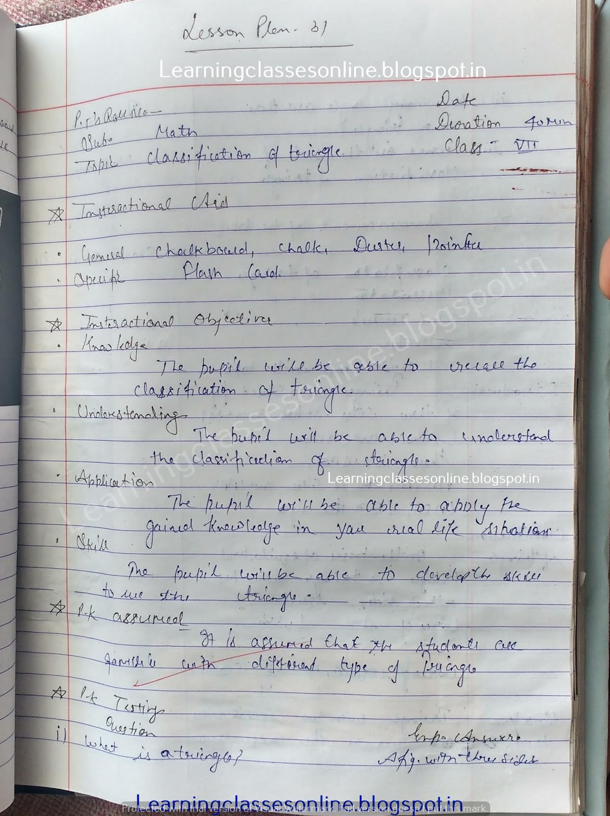 Classification of triangle math lesson plan Classification of triangle math lesson plan - How to write real teaching mega lesson plan for mathematics teacher