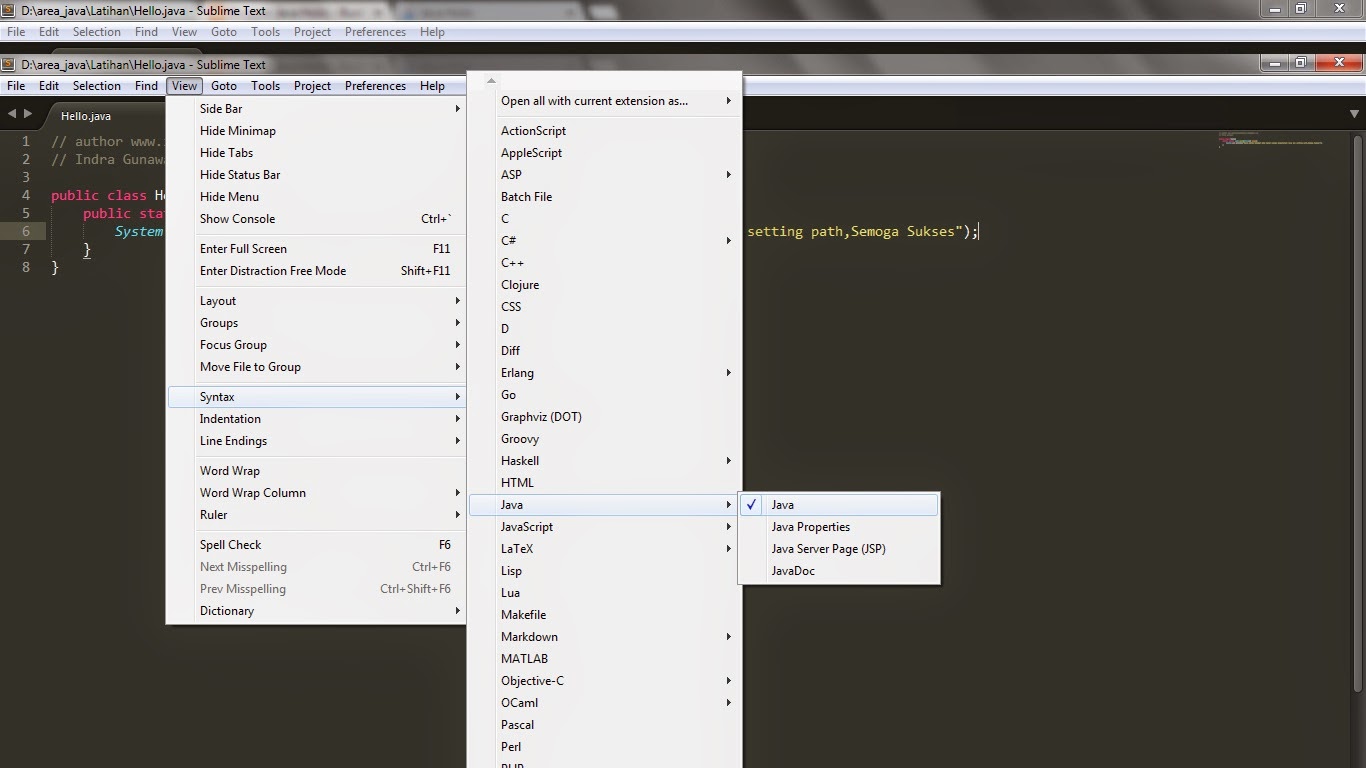 Ngoding Hello World Java menggunakan Sublime,Notepad++,Notepad dan