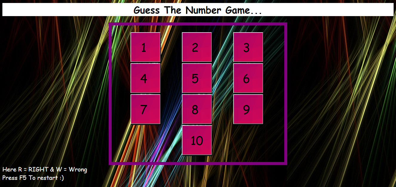 Guess Number GAME : HTML