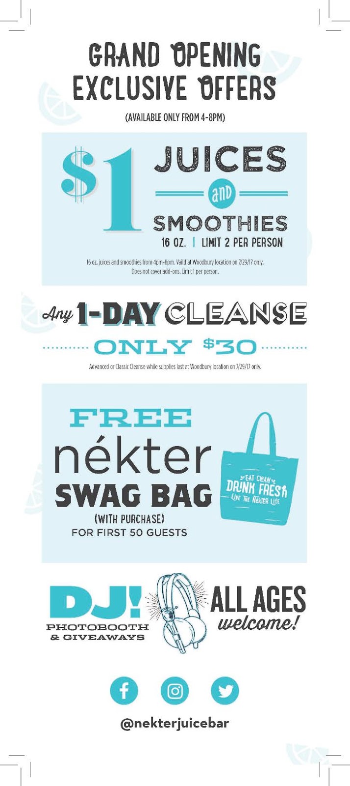 July 29 Nekter Juice Bar Grand Opening In Irvine Offers 1 Juices and