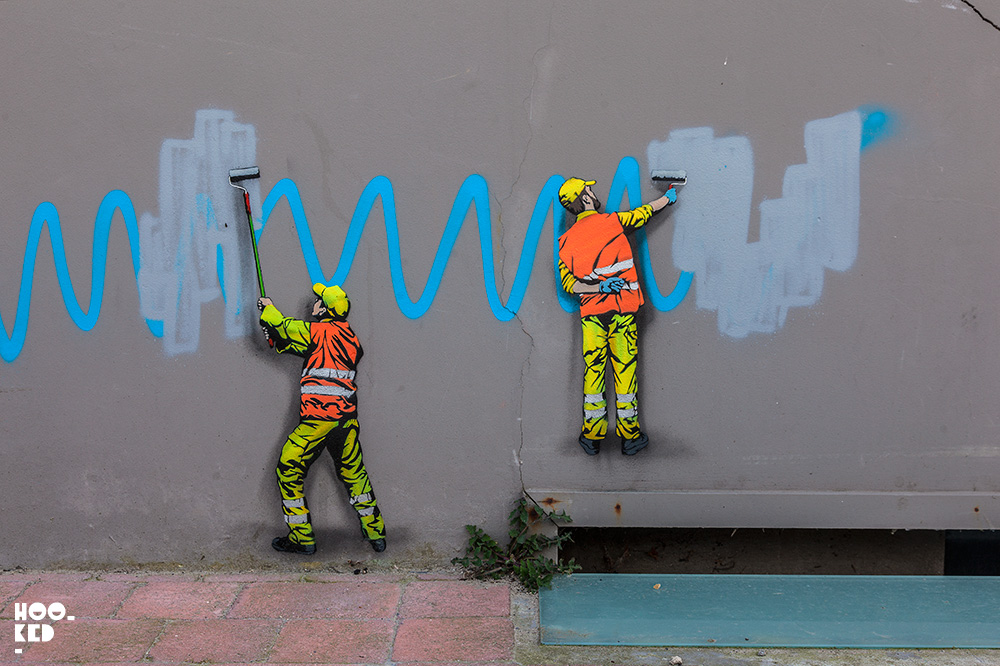 Street Artist OakOak and Jaune in Ostend, Belgium. Photo ©Hookedblog / Mark Rigney