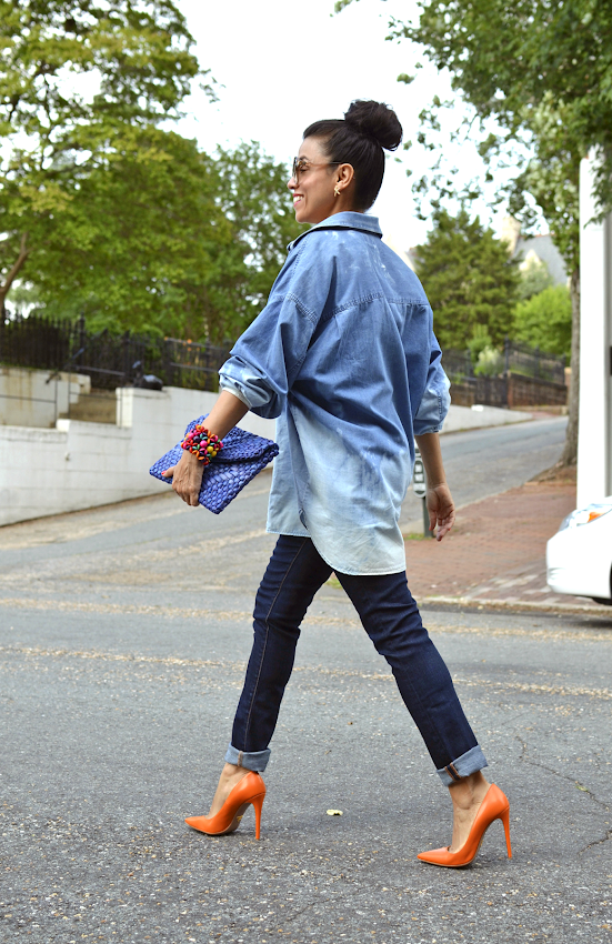 TIE DYED DENIM SHIRT OUTFIT