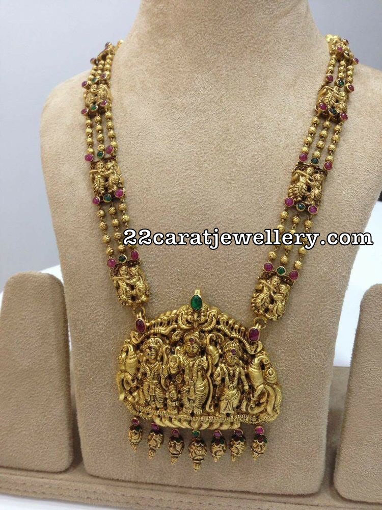 Three Layer Beads Krishna Long Chain Jewellery Designs
