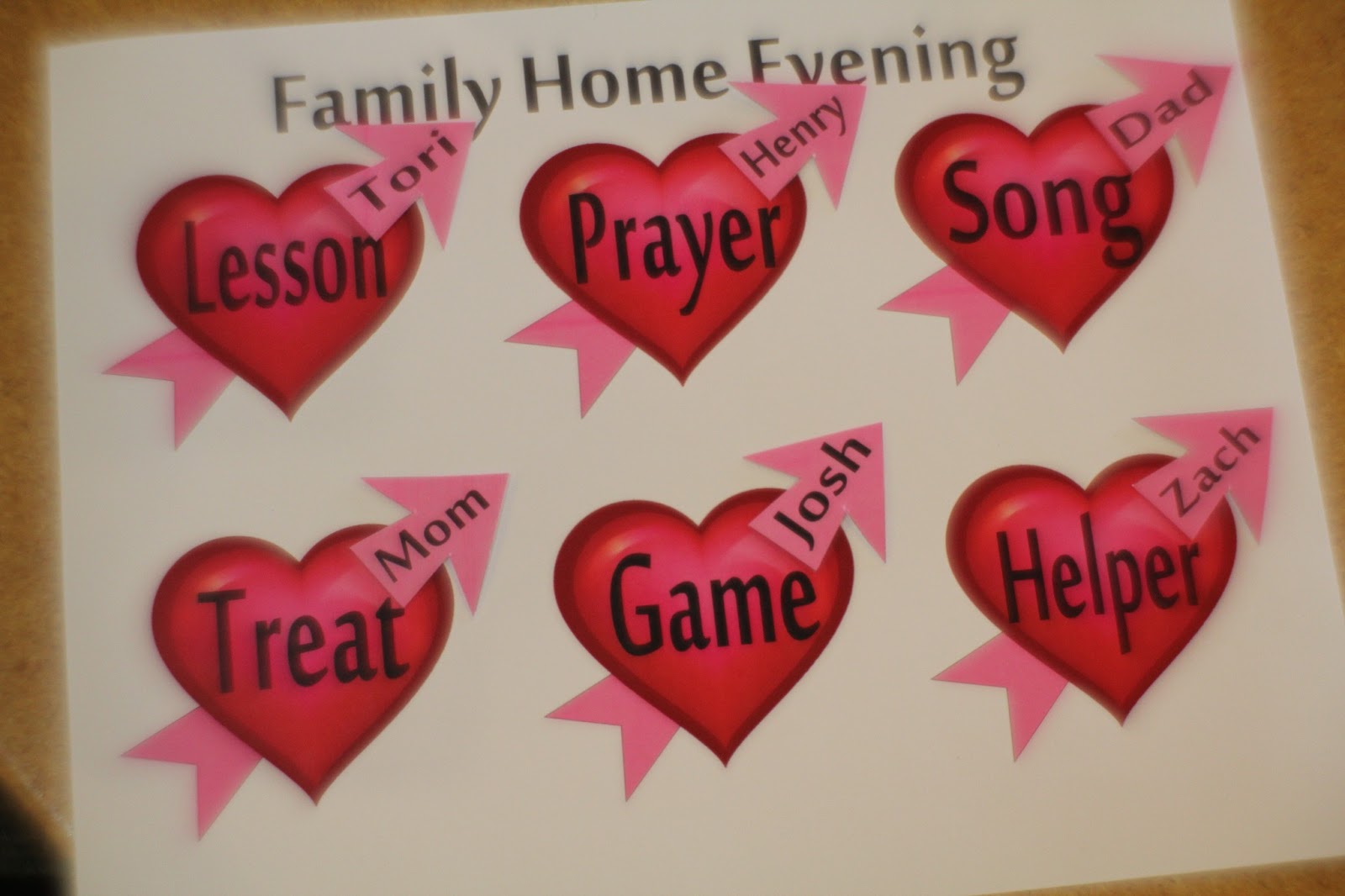 Family Home Evening Chart Printable