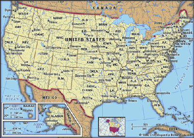 Karta över USA Regionen | Karta över Sverige, Geografisk, Fysisk