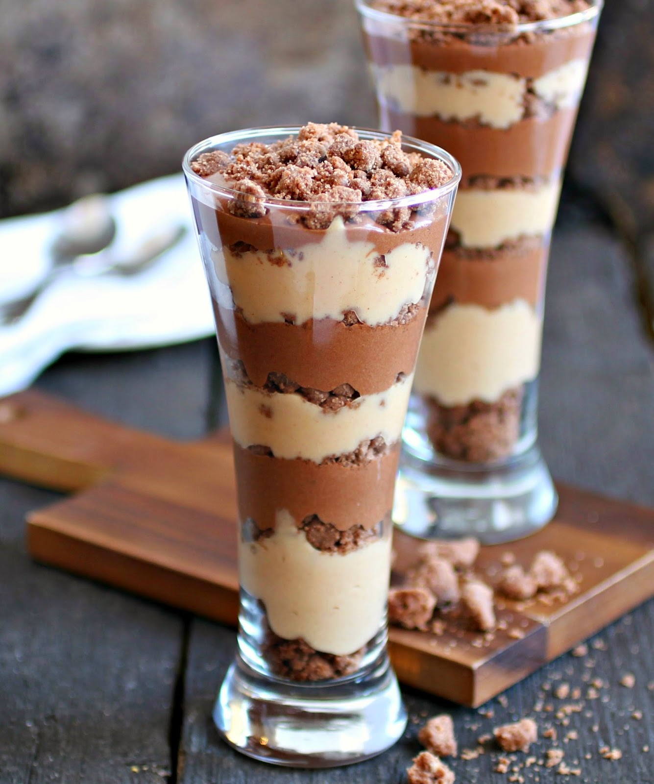 Chocolate and Peanut Butter Crumb Parfaits Chocolate and Peanut Butter Crumb Parfaits