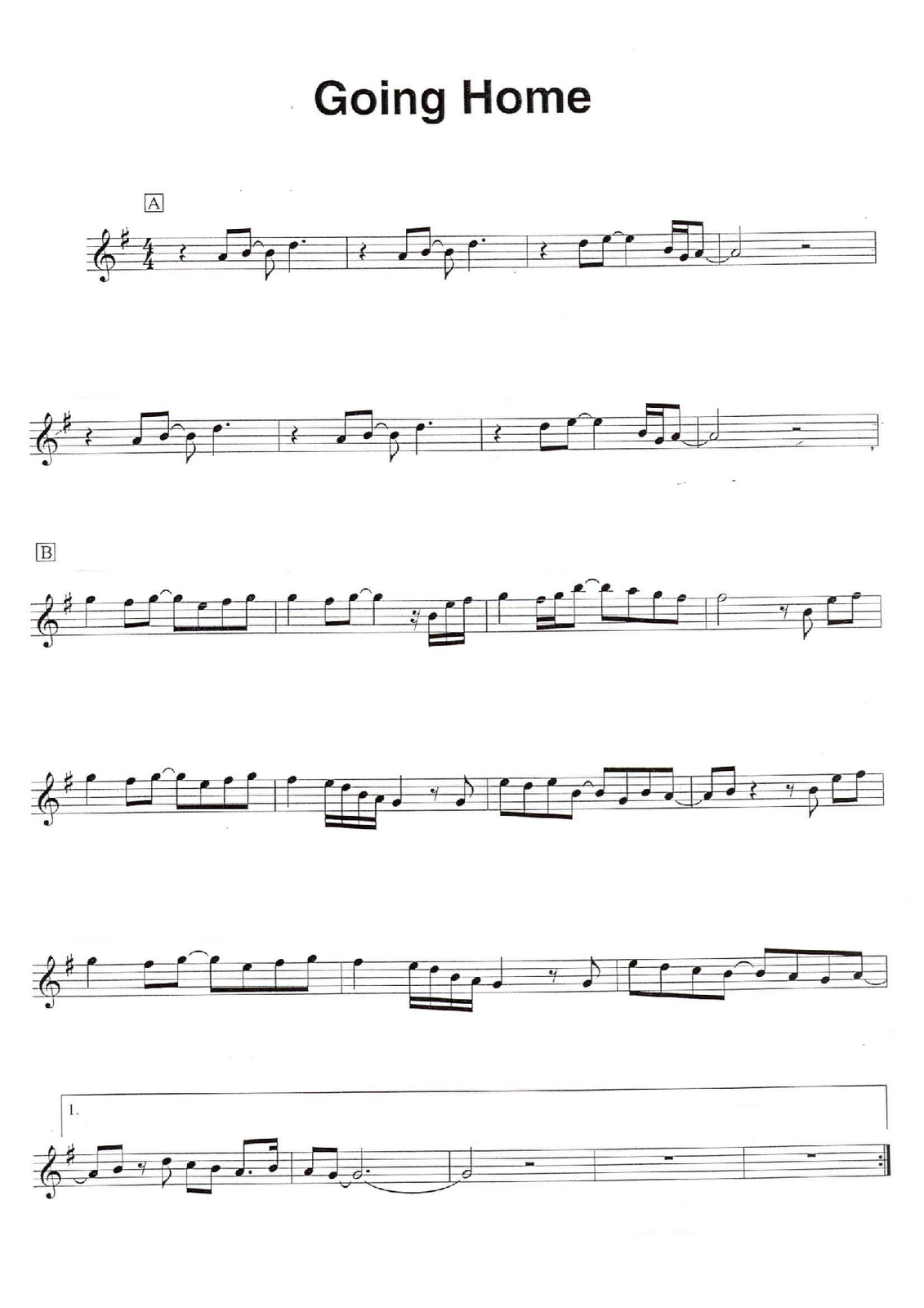 Partitura para saxo del tema "Going Home" de Kenny G Partituras y