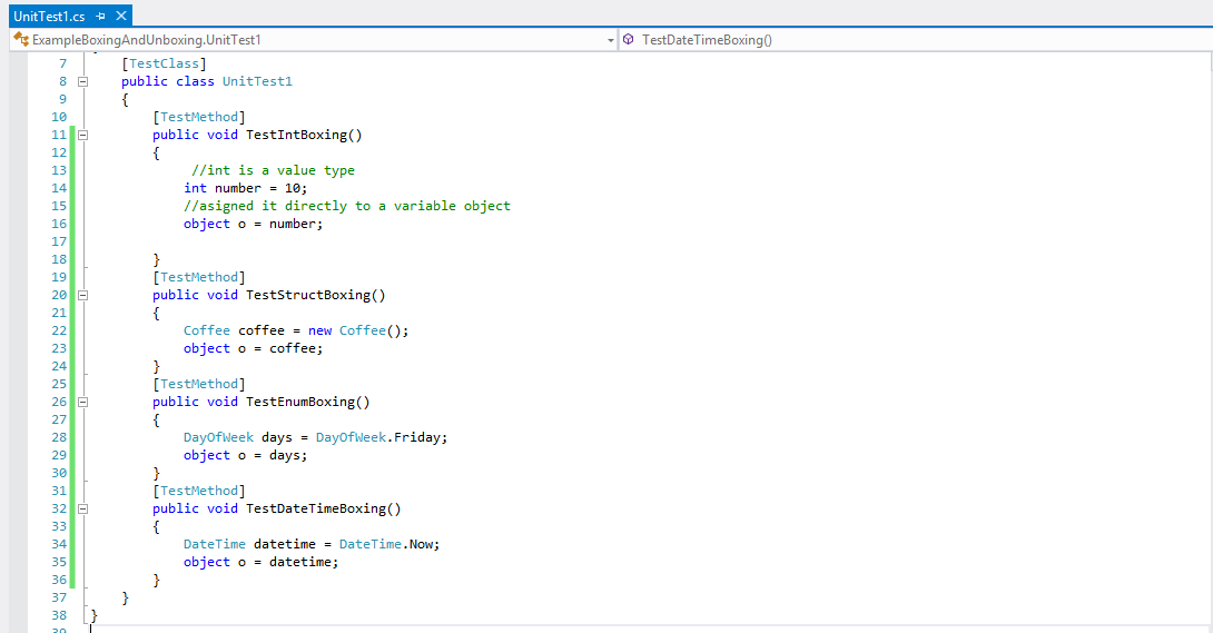 C using Visual Studio Boxing and Unboxing