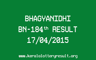 BHAGYANIDHI BN 184 Lottery Result 17-4-2015