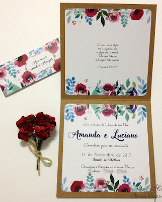 convite artesanal personalizado aniversário infantil 15 anos casamento rústico moderno diferente kraft estampa floral aquarelada boho chic papelaria personalizada para festas mini wedding scrapfesta scrap