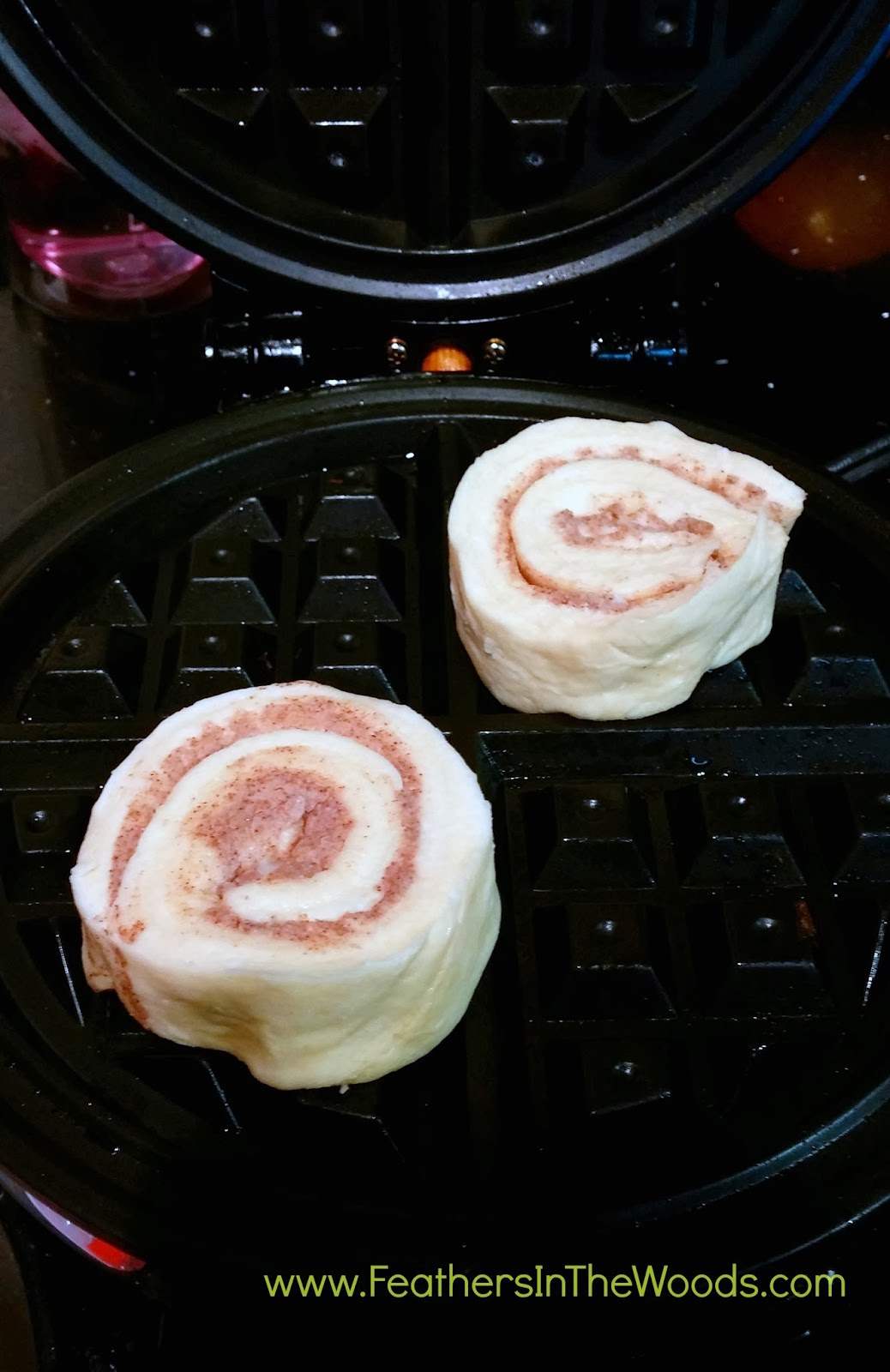 Waffle maker Cinnamon rolls Feathers in the woods