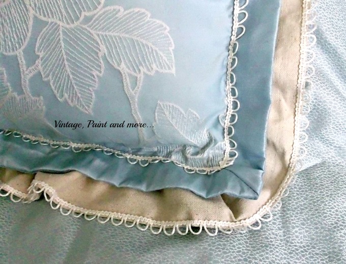 Updated Master Bed - drop cloth ruffle added to pillow sham