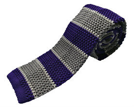 Nick Bronson Stripe Knitted Ties - GS5 Viola/Stagno