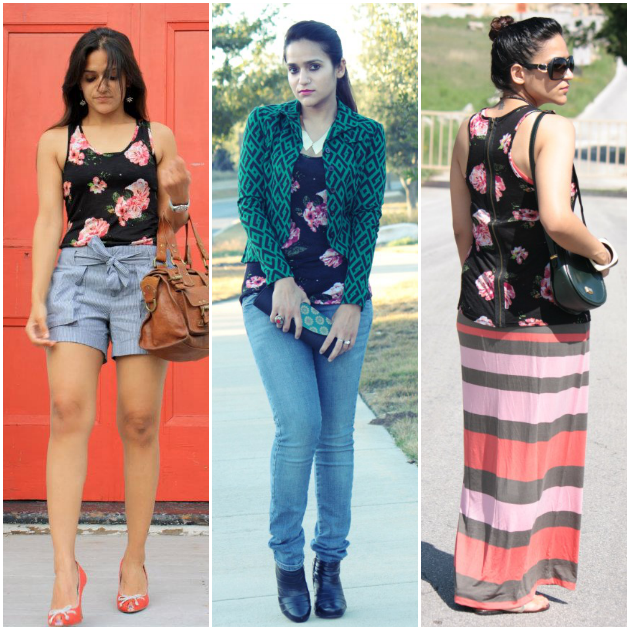 Three Ways To Style A Floral Tank, Tanvii.com