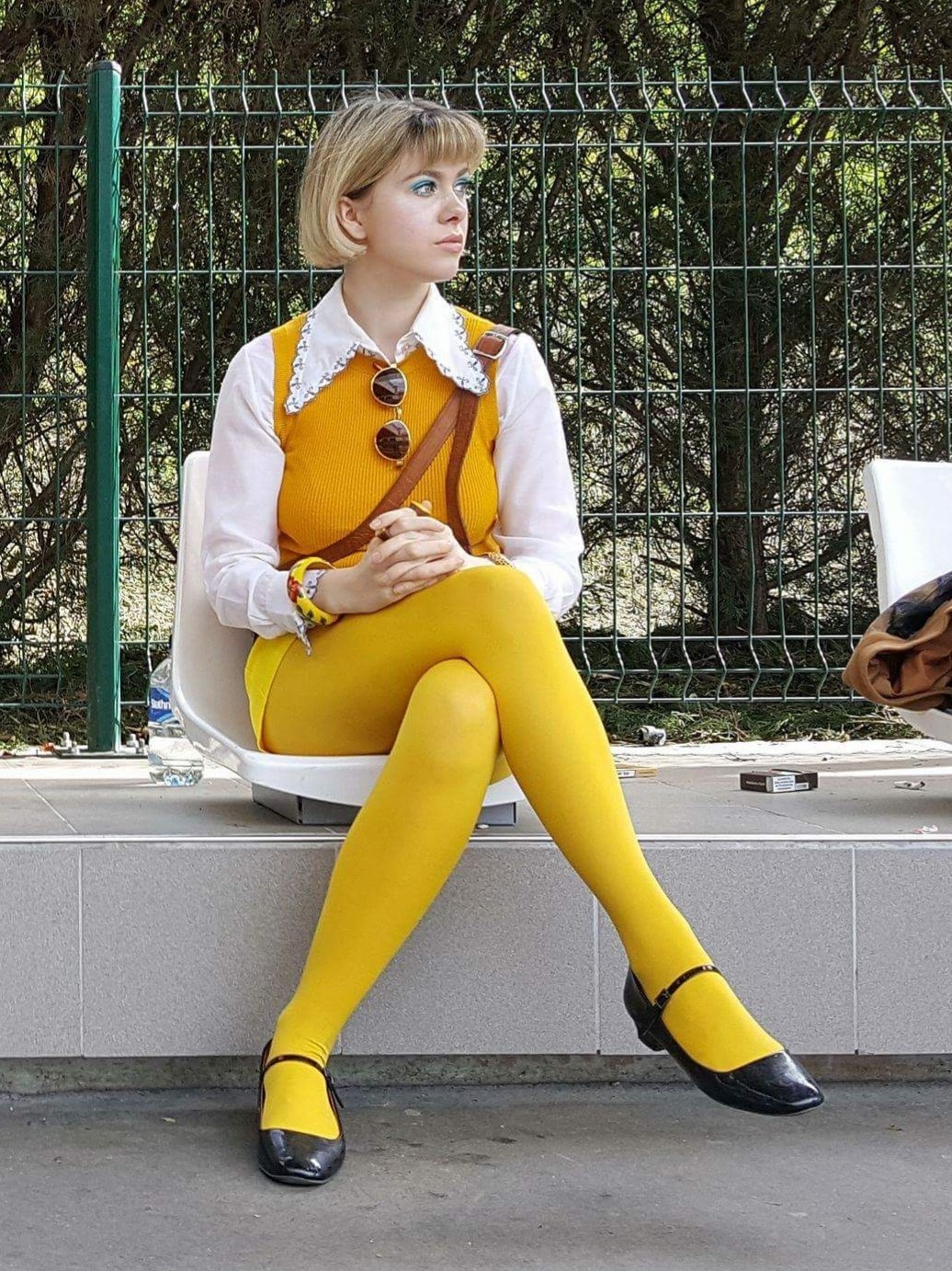 Women`s Legs and Feet in Tights Legs and Feet in Yellow and Blue Tights 5