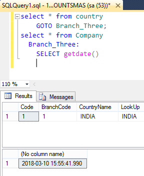 GOTO Statement in Sql Server