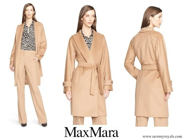 Queen Maxima wore Max Mara Megaton Co Camel Hair Wrap coat