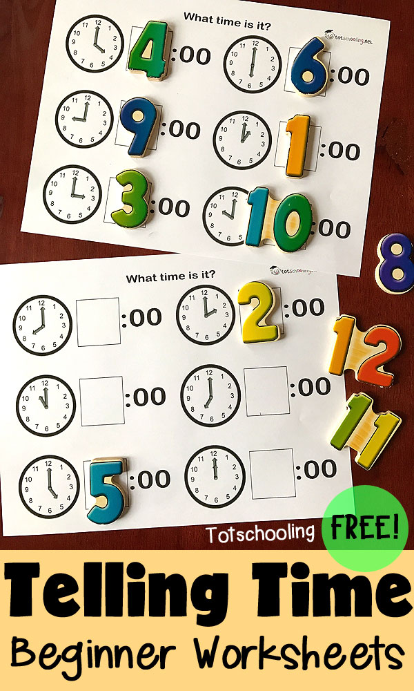 Telling Time Preschool Worksheets | Totschooling - Toddler, Preschool