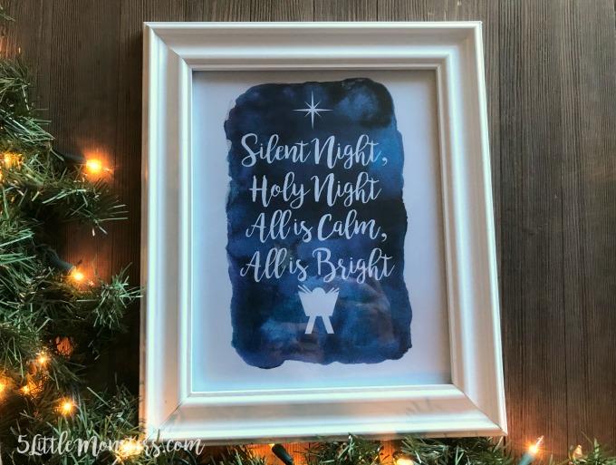 O Holy Night PRINTABLE Wall Art - Watercolor Christmas Tree Song Lyrics  Holiday Decor