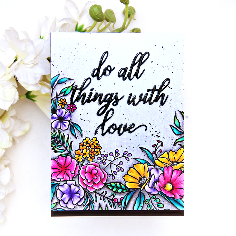 Pinkfresh Studio Fancy Blooms Stamp Set and Do All Things With Love Die | Erum Tasneem | @pr0digy0