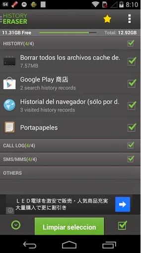Aplicaciones gratis – Aplicación para borrar todo el historial de mi teléfono Android