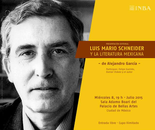 Presentarán "Luis Mario Schneider y la literatura mexicana" en el Palacio de Bellas Artes