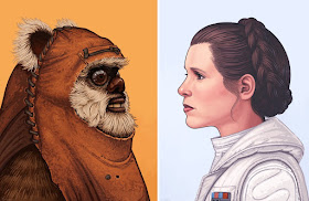 Star Wars “Wicket” & “Princess Leia in Hot Gear” Portrait Prints by Mike Mitchell x Mondo